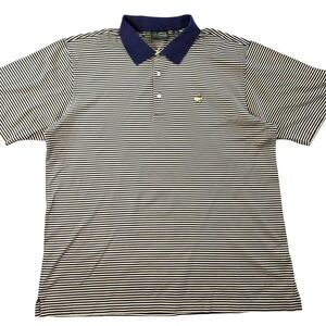 Amen Corner Polo Shirt‎ Mens XL White Striped Short Sleeve Collared Golf
